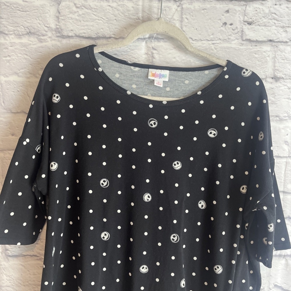 Lularoe Disney Nightmare Before Christmas Jack Skellington Faces & Polka Dot Top - Picture 3 of 14